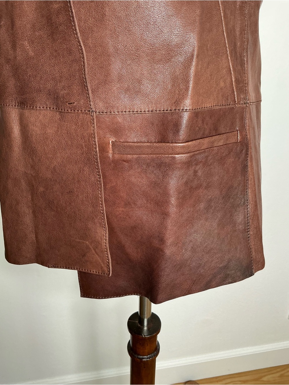 MARNI Brown Lamb Leather Short-Sleeve Jacket Asymmetrical Snap Buttons Size 38 - Picture 6 of 15